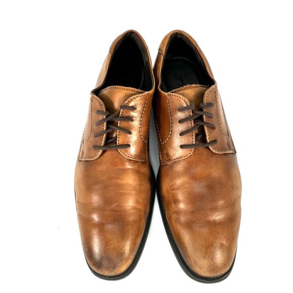 Ecco Melbourne Tie Oxford Dress Shoe Amber Brown Men’s Size EU 45 US 11 - Picture 4 of 12